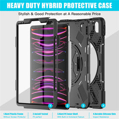 For iPad Pro 12.9-inch (2022) / (2021) / (2020) / (2018) X-Shape PC + TPU Combo Kickstand Case with Hand Strap