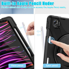 For iPad Pro 12.9-inch (2022) / (2021) / (2020) / (2018) X-Shape PC + TPU Combo Kickstand Case with Hand Strap