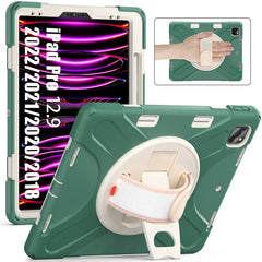 For iPad Pro 12.9-inch (2022) / (2021) / (2020) / (2018) X-Shape PC + TPU Combo Kickstand Case with Hand Strap