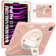 For iPad Pro 12.9-inch (2022) / (2021) / (2020) / (2018) X-Shape PC + TPU Combo Kickstand Case with Hand Strap