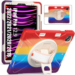 For iPad Pro 12.9-inch (2022) / (2021) / (2020) / (2018) X-Shape PC + TPU Combo Kickstand Case with Hand Strap
