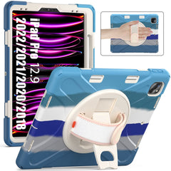 For iPad Pro 12.9-inch (2022) / (2021) / (2020) / (2018) X-Shape PC + TPU Combo Kickstand Case with Hand Strap