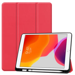 Étui en cuir pour tablette iPad 10.2 (2021) / (2020) / (2019) avec support à trois volets et emplacement pour stylo 