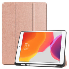 Étui en cuir pour tablette iPad 10.2 (2021) / (2020) / (2019) avec support à trois volets et emplacement pour stylo 
