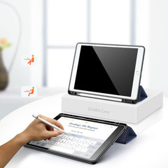 DUX DUCIS DOMO-Serie für iPad 10.2 (2021) / (2020) / (2019) Hülle, dreifach faltbarer Ständer, Smart-Tablet-Cover aus PU-Leder 