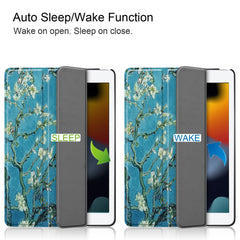 Musterdruck PU-Leder Smart Auto-Wake/Sleep Dreifach faltbare Tablet-Hülle mit Ständer für iPad 10.2 (2021)/(2020)/(2019) 