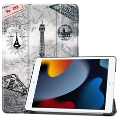 Musterdruck PU-Leder Smart Auto-Wake/Sleep Dreifach faltbare Tablet-Hülle mit Ständer für iPad 10.2 (2021)/(2020)/(2019) 