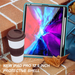 360° drehbarer Ständer, PC + TPU-Tablet-Hülle mit Stiftschlitz und Handschlaufe für iPad Pro 12.9 (2020) / (2018)