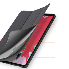 DUX DUCIS DOMO Series Microfiber Lining Tri-fold Leather Auto Sleep / Wake Tablet Cover with Pen Holder for iPad Pro 12.9 (2022) / (2021) / (2020) / (2018)