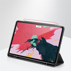 DUX DUCIS DOMO Series Microfiber Lining Tri-fold Leather Auto Sleep / Wake Tablet Cover with Pen Holder for iPad Pro 12.9 (2022) / (2021) / (2020) / (2018)