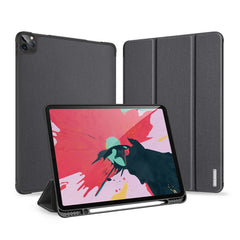 DUX DUCIS DOMO Series Microfiber Lining Tri-fold Leather Auto Sleep / Wake Tablet Cover with Pen Holder for iPad Pro 12.9 (2022) / (2021) / (2020) / (2018)
