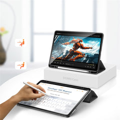 DUX DUCIS DOMO Series PU Leather TPU Back Tri-fold Stand Auto Sleep / Wake Tablet Cover with Pen Holder for iPad Pro 11 (2022) / (2021) / (2020)