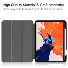 Business Tri-fold Stand PU Leather Soft TPU Back Auto Wake / Sleep Cover with Pencil Holder for iPad Pro 12.9 (2022) / (2021) / (2020) / (2018)