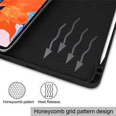 Business Tri-fold Stand PU Leather Soft TPU Back Auto Wake / Sleep Cover with Pencil Holder for iPad Pro 12.9 (2022) / (2021) / (2020) / (2018)