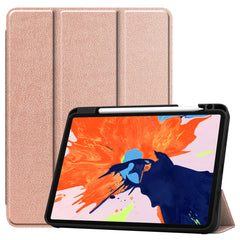 Business Tri-fold Stand PU Leather Soft TPU Back Auto Wake / Sleep Cover with Pencil Holder for iPad Pro 12.9 (2022) / (2021) / (2020) / (2018)