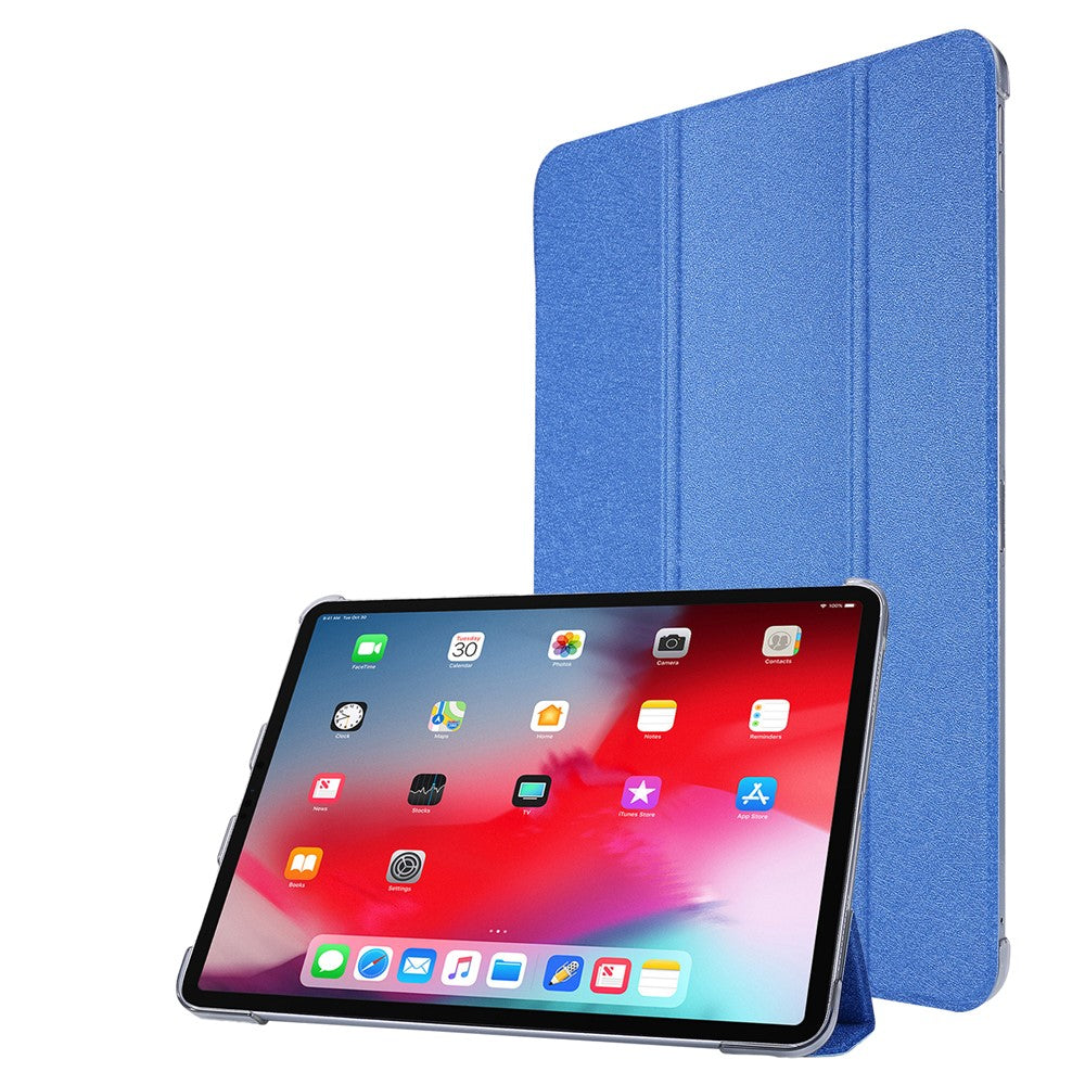 Silk Texture Tri-Fold Stand PU Leather Flip Tablet Shell for iPad Air 13 (2025) / (2024) / Pro 12.9 (2022) / (2021) / (2020) / (2018)