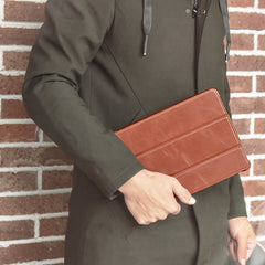 ICARER for iPad Air 11 (2025) / (2024) / Pro 11-inch (2022) / (2021) / (2020) / (2018) Retro Tri-Fold Genuine Leather Smart Case Cover