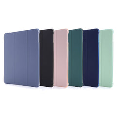 For iPad 9.7-inch (2018) Shockproof Anti-Scratch Cover Tri-Fold Stand Leather Tablet Case with Pen Slot