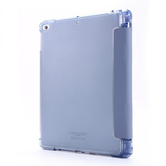 For iPad 9.7-inch (2018) Shockproof Anti-Scratch Cover Tri-Fold Stand Leather Tablet Case with Pen Slot
