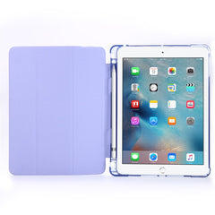 For iPad 9.7-inch (2018) Shockproof Anti-Scratch Cover Tri-Fold Stand Leather Tablet Case with Pen Slot