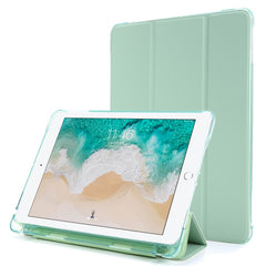 For iPad 9.7-inch (2018) Shockproof Anti-Scratch Cover Tri-Fold Stand Leather Tablet Case with Pen Slot