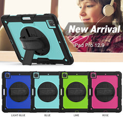 Tablet Case for iPad Pro 12.9 (2022) / (2021) / (2020) / (2018) Swivel Kickstand Hand Strap PC + Silicone Cover with Shoulder Strap