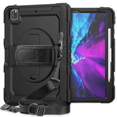 Tablet Case for iPad Pro 12.9 (2022) / (2021) / (2020) / (2018) Swivel Kickstand Hand Strap PC + Silicone Cover with Shoulder Strap