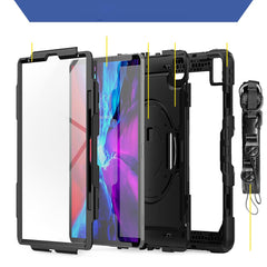 Tablet Case for iPad Pro 12.9 (2022) / (2021) / (2020) / (2018) Swivel Kickstand Hand Strap PC + Silicone Cover with Shoulder Strap