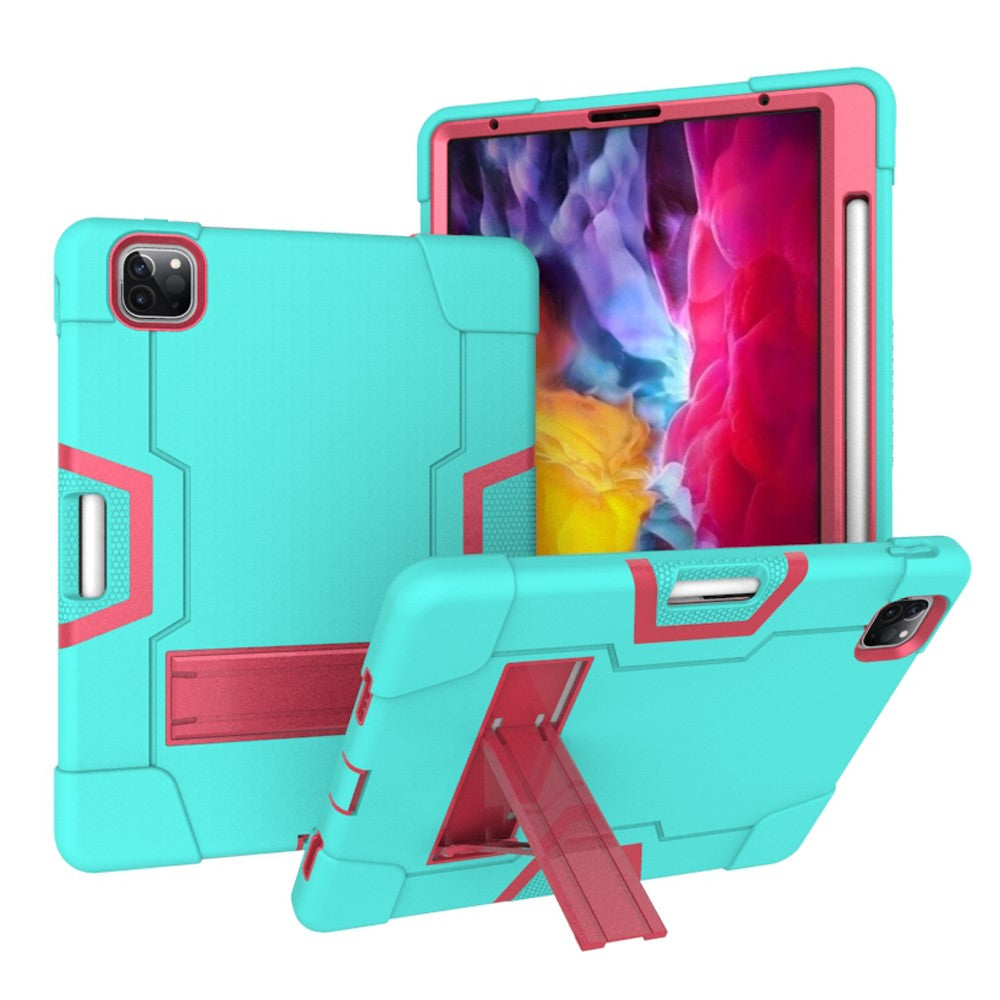 Color Splicing Shock Proof TPU + PC + Silicone Hybrid Case with Kickstand for iPad Pro 12.9 (2022) (2021) (2020)