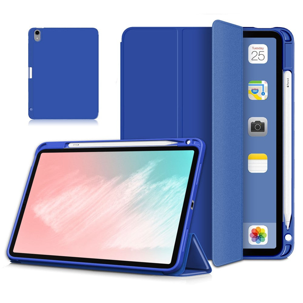 Auto Wake / Sleep Litch Skin PU Leather Tri-Fold Stand Case with Pencil Holder for iPad Air 11 (2025) / (2024) / Air (2020) / Air (2022)