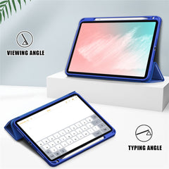 Auto Wake / Sleep Litch Skin PU Leather Tri-Fold Stand Case with Pencil Holder for iPad Air 11 (2025) / (2024) / Air (2020) / Air (2022)