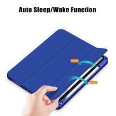 Auto Wake / Sleep Litch Skin PU Leather Tri-Fold Stand Case with Pencil Holder for iPad Air 11 (2025) / (2024) / Air (2020) / Air (2022)