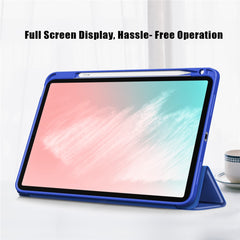 Auto Wake / Sleep Litch Skin PU Leather Tri-Fold Stand Case with Pencil Holder for iPad Air 11 (2025) / (2024) / Air (2020) / Air (2022)