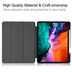 Pattern Printing Tri-Fold Stand PU Leather Tablet Cover Smart Case with Pen Slot for iPad Pro 12.9-inch (2021)