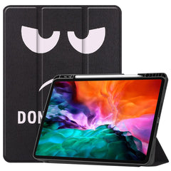 Pattern Printing Tri-Fold Stand PU Leather Tablet Cover Smart Case with Pen Slot for iPad Pro 12.9-inch (2021)
