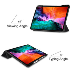 Pattern Printing Tri-Fold Stand PU Leather Tablet Cover Smart Case with Pen Slot for iPad Pro 12.9-inch (2021)
