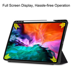 Pattern Printing Tri-Fold Stand PU Leather Tablet Cover Smart Case with Pen Slot for iPad Pro 12.9-inch (2021)