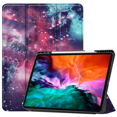 Pattern Printing Tri-Fold Stand PU Leather Tablet Cover Smart Case with Pen Slot for iPad Pro 12.9-inch (2021)