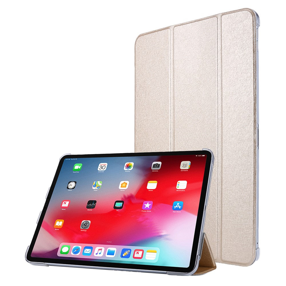 Silk Texture Tri-fold Stand PU Leather Tablet Smart Case Cover Shell for iPad Pro 12.9-inch (2021)