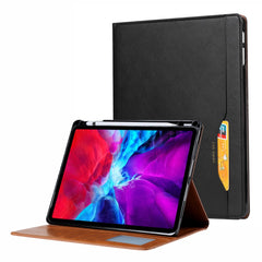 PU Leather Folding Stand Wallet Tablet Back Cover with Pen Holder & Card Holder for iPad Pro 12.9-inch (2021)
