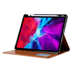 PU Leather Folding Stand Wallet Tablet Back Cover with Pen Holder & Card Holder for iPad Pro 12.9-inch (2021)