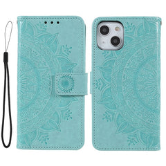 Stylish Imprinted Mandala Totem Pattern PU Leather Shockproof Flip Magnetic Case with Strap for iPhone 13 6.1 inc - TechGearPal