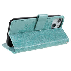 Stylish Imprinted Mandala Totem Pattern PU Leather Shockproof Flip Magnetic Case with Strap for iPhone 13 6.1 inc - TechGearPal