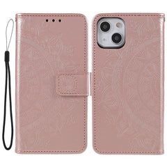Stylish Imprinted Mandala Totem Pattern PU Leather Shockproof Flip Magnetic Case with Strap for iPhone 13 6.1 inc - TechGearPal