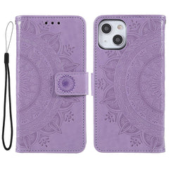 Stylish Imprinted Mandala Totem Pattern PU Leather Shockproof Flip Magnetic Case with Strap for iPhone 13 6.1 inc - TechGearPal
