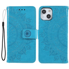 Stylish Imprinted Mandala Totem Pattern PU Leather Shockproof Flip Magnetic Case with Strap for iPhone 13 6.1 inc - TechGearPal