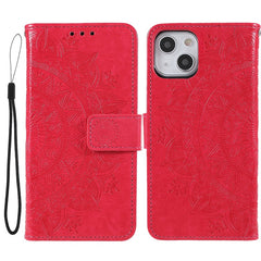 Stylish Imprinted Mandala Totem Pattern PU Leather Shockproof Flip Magnetic Case with Strap for iPhone 13 6.1 inc - TechGearPal
