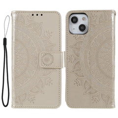 Stylish Imprinted Mandala Totem Pattern PU Leather Shockproof Flip Magnetic Case with Strap for iPhone 13 6.1 inc - TechGearPal