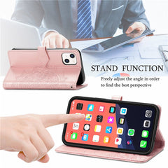 PU Leather Stand Case Wallet Cover with Embossed Mandala Flower for iPhone 13 mini 5.4 inch - TechGearPal