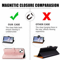PU Leather Stand Case Wallet Cover with Embossed Mandala Flower for iPhone 13 mini 5.4 inch - TechGearPal